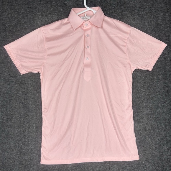 Collars and Co Polo shirt Mens S Pink Solid Stretch Spread Dress Collar - Picture 2 of 10